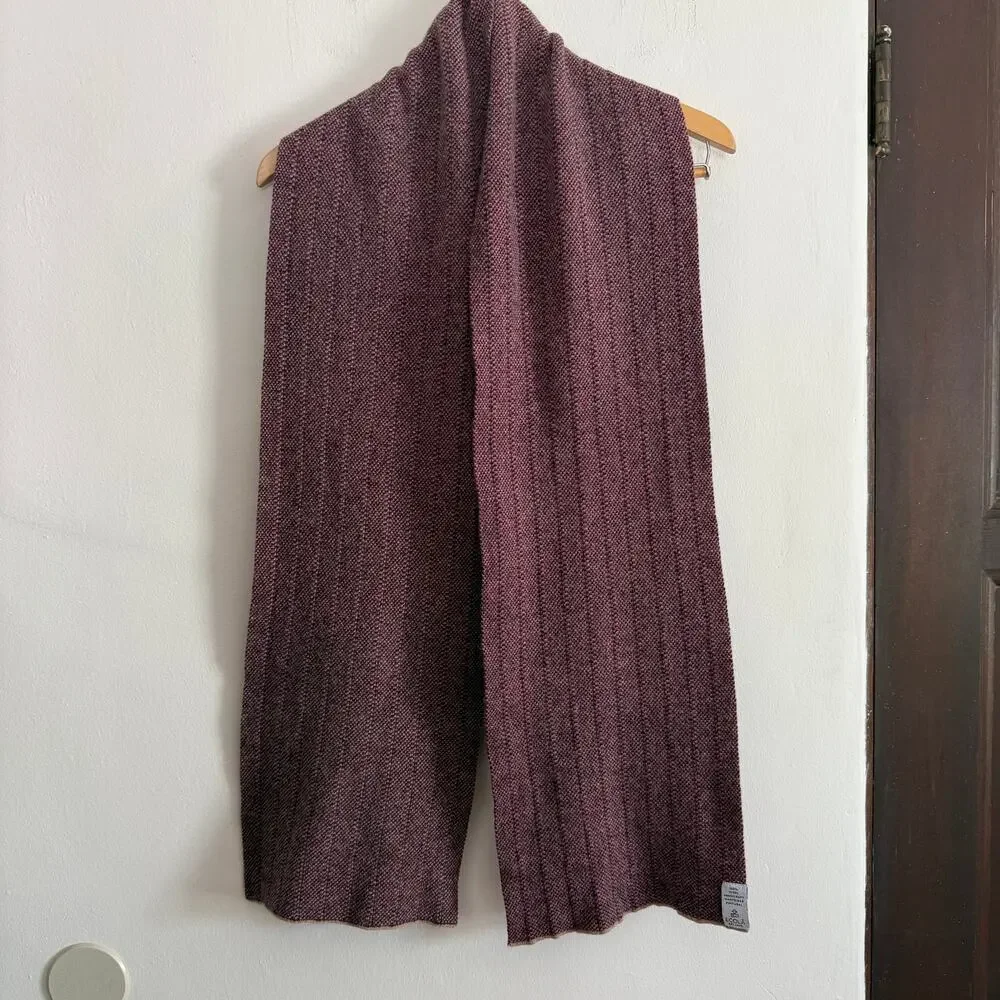 ECOLA | Burgundy Melange 100% Wool Patridge Eye Knitted Scarf Made in Portugal